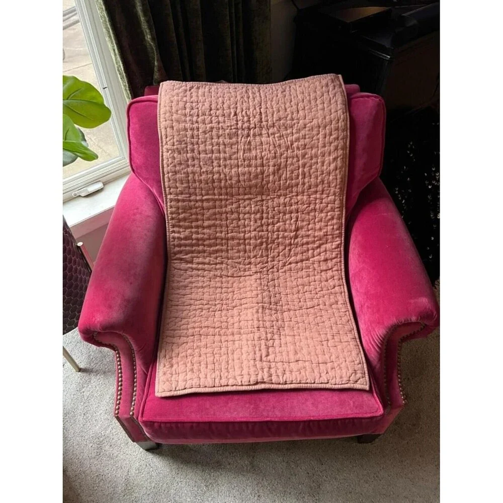 Pottery Barn Pickstitch King Pillow Sham Cotton Linen BRICK GREAT Condition
